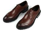 Any Logo Mens Leather Dress Shoes With Stitches Britain Styles Brown Leather