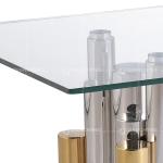 Modern 12mm Thick Tempered Glass Top Dining Table With Stainless Steel Base