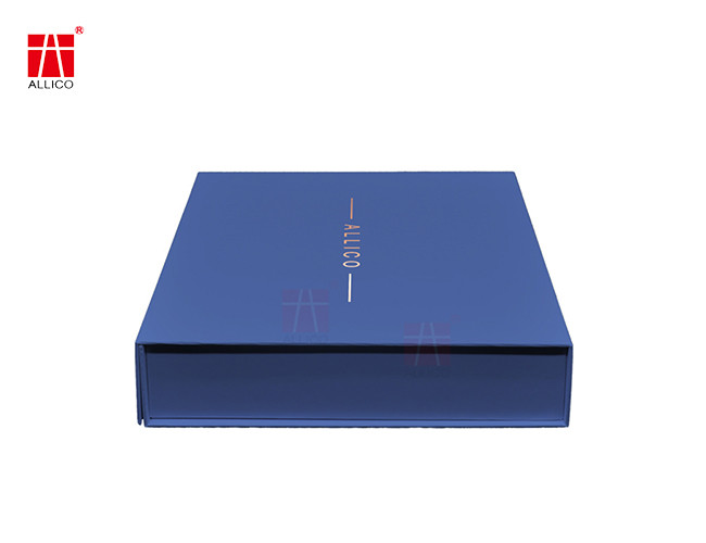 Blue Flat Foldable Packaging Box 600-800gsm Gold Foil Logo