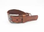 Double Side 5mm Studs Womens Studded Leather Belt 178g Weight Light Brown Color