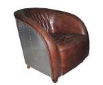 Tufted Vintage Leather Aluminum Club Aviator Chair Tomcat Armchair