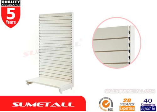Metal Slatwall Gondola Store Shelving / Product Display Shelving For Grocery