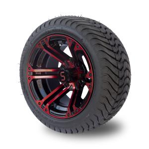 Quality Red / Glossy Black Aluminum 12 Inch Golf Cart Wheels And Tires 215/35-12 Tyre Assemblies wholesale