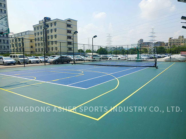 Silicon PU Vinyl Badminton Court Rubber Flooring Pitch Base UV Resistant