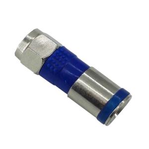 Quality F Male Compression Coaxial Cable Connector RG6U/ RG59 Plug Blue Ring wholesale