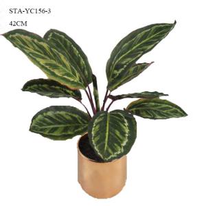 Quality Natural Looking Small Calathea Faux Monstera Plant 42CM Bonsai With Ceramics Pot wholesale
