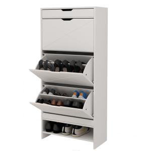 Quality Three Layer MDF Shoe Wooden Cabinet With Shoe Rack Door Space Saver wholesale