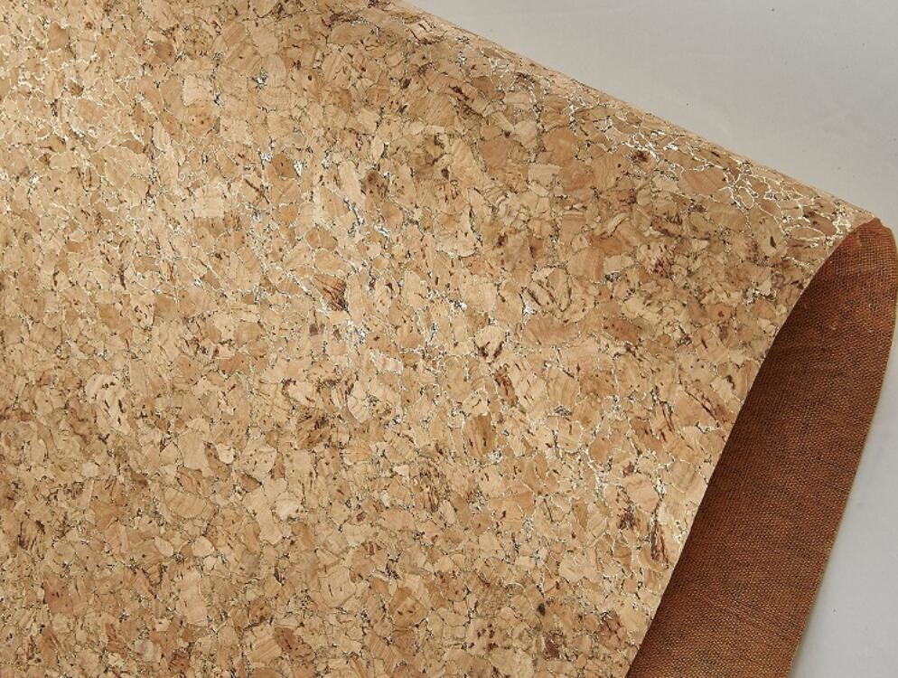 Cork Leather with Natural Cork Veneer and PU Backing for Bag, Sofa, Wallet etc