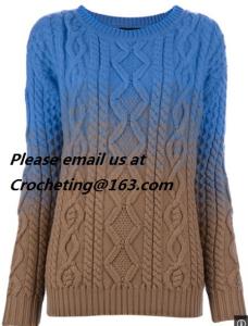 Quality European Fashion Super Beautiful Mixed Colors Ribbed Knit Openwork Crochet Sweater Pullover wholesale