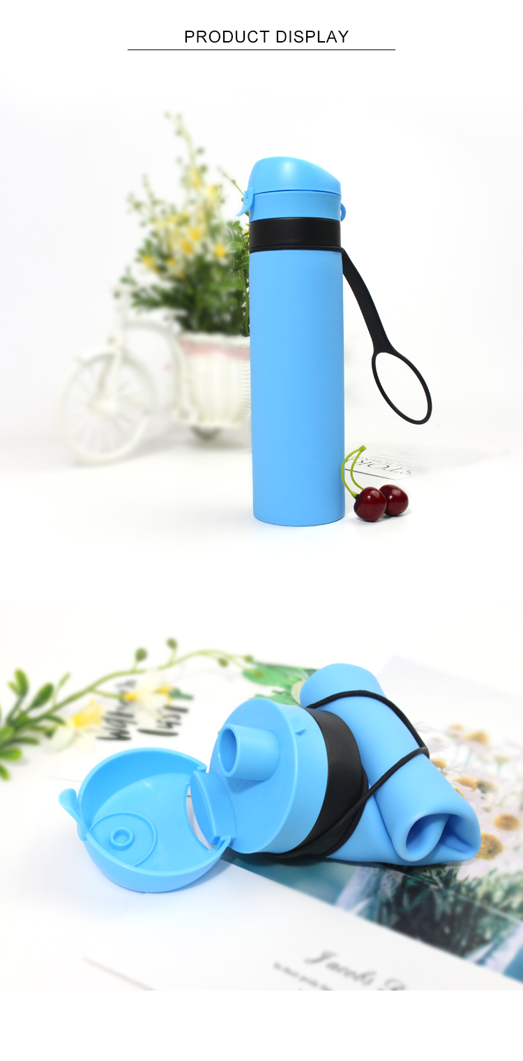 600ml Drinking Water Silicone Foldable Bottle With Sling