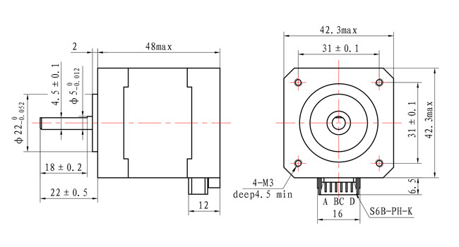 Casun 0.45N.M NEMA 17 Stepper Motor 1.5A Nema 17 48mm 2 Phase 1.8 Degree