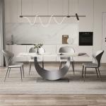 Customized Size Round Dining Table 4 Seater With Leather Chairs