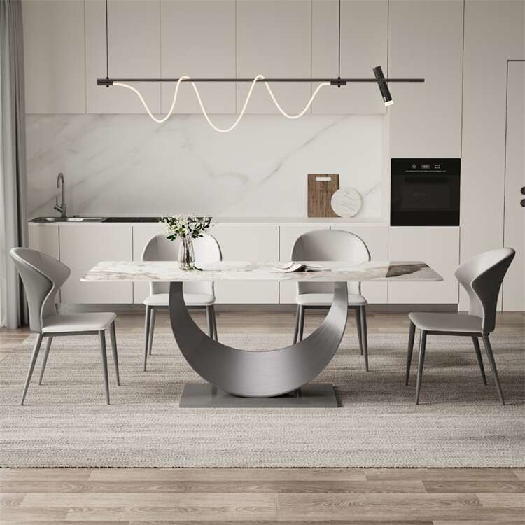 Dining Table Set With Sintered Stone Table Top marble Dining Tables And Chairs Set