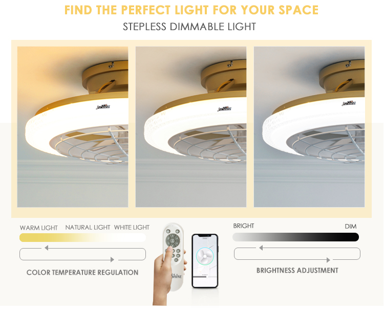 1stshine 20-inch Low Profile Gold Ceiling Fan with LED Light and Wall Control Switch