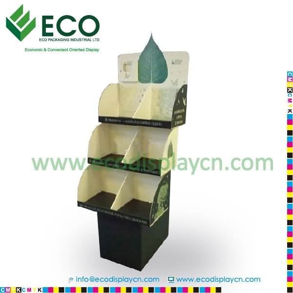 Cardboard Promotional Folding Supermarket Floor Display Shelf With Separate Counter Display