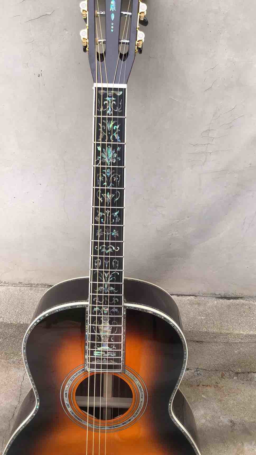 All Solid Spruce G00045 Guitar 39" Real Abalone Classic Acoustic Guitar in Sunburst Ebony Fingerboard