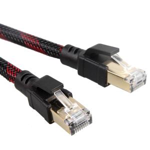 Quality Outdoor Indoor Cat8 Patch Cable Nylon Braided Red Black 26AWG 40Gbps wholesale