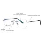 Ultra Lightweight Rimless Titanium Eyeglass Anti Blue Light Durable