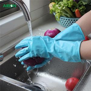 Quality Flexible Household Rubber Gloves Spray Flocklined Puncture Resistant wholesale