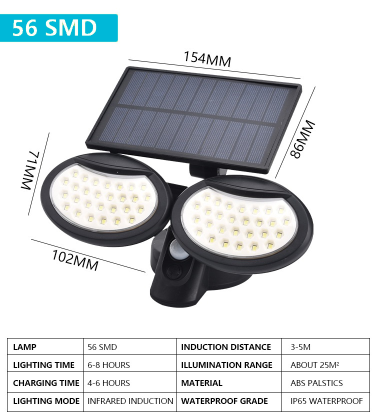 6000-6500K 20W 500LM Pir Motion Sensor Solar Security Spotlight