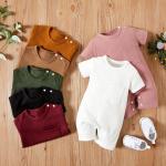 Custom Design Cotton Baby Clothes Baby Boy Romper Rib Knitting Unisex Onesie
