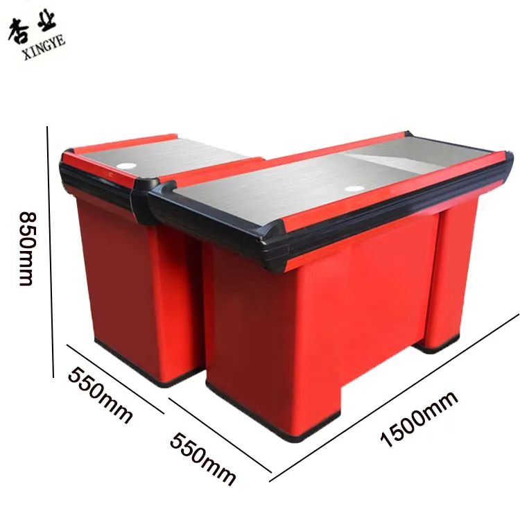 Metal Supermarket Checkout Counter Heavy Duty Convenience Store Counter