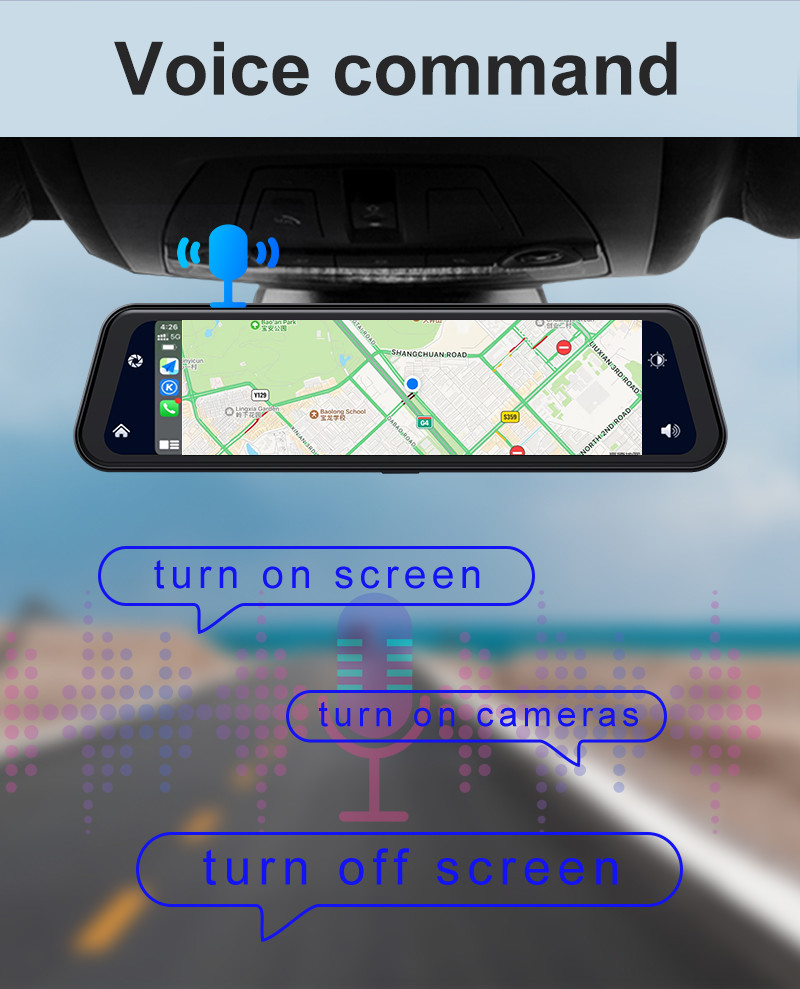 Dual Lens Mirror Dashcam Carplay Reverse Camera Auto Wireless Miracast 2K 12 Inch