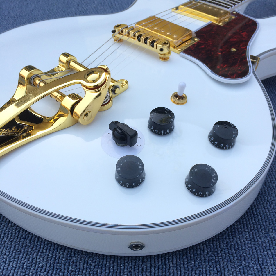 High quality hollow body jazz electric guitar,The White Guitar, the real abalone mother inlaid with the finger plate