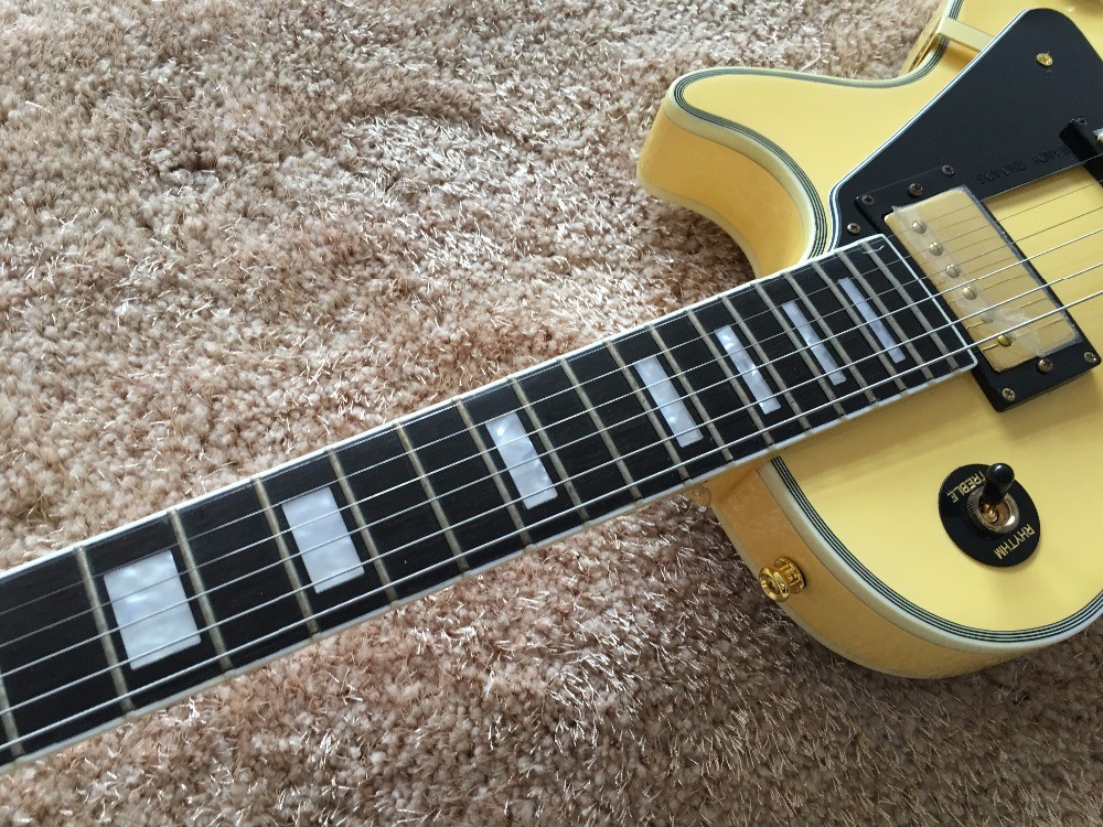 Custom guitar shop lp electric guitar Cream color 7 ply binding Ebony fingerboard Golden hardwares Grover tuner Randy Rh