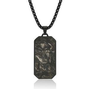 Quality Black Men's Forged Carbon Fiber Pendant Chain Necklace Jewelry Accesories wholesale
