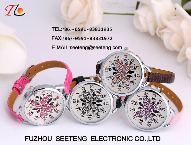 flower design dial and colorful band for ladies watch with alloy band