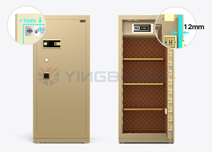Gold Solid Steel Fingerprint Lock Office Safe Box Dual Alarm YB/N7-150
