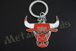 Quality Bull Logo 2D Promotional Products Keychains , Travel Key Chain Shiny Silver Plating wholesale