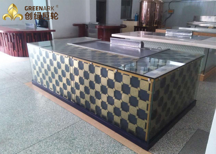 Rectangle Shape Japanese Teppanyaki Grill Table 8 Seats Stainless Steel