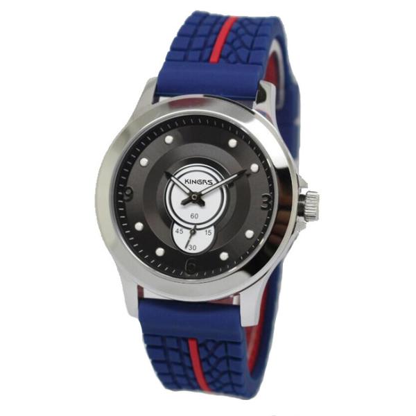 41.0mm men's round rubber band quartz wrist watch with stainless steel case