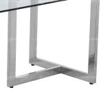 Qiancheng Stainless Steel Glass Top Dining Table 70x36x30inch No Folded