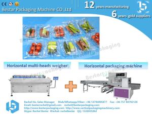 Quality Bestar horizontal flow packing machine with 12 heads horizontal weigher for fruits vegetables wholesale