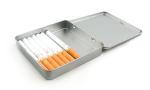 small rectangular tabacco tin box