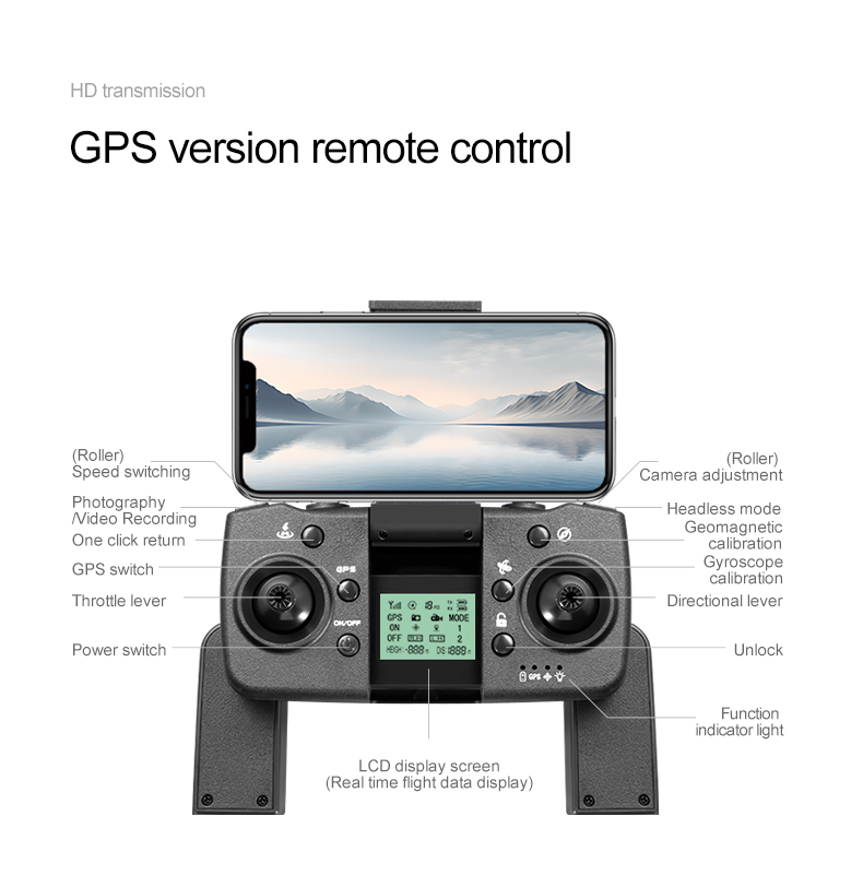 High Hold RC Quadcopter with 4K HD Camera and FPV Foldable Design 100m Remote Control Distance 3.7V 1800mAh Battery