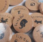 Mini Cartoon Cork Coaster with silkscreen printed logo, customized size is