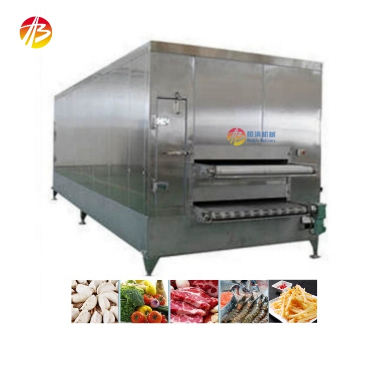 Freeze Fruit Pulp Seafood Industrial Freezer 10-60min Freezing Time 800mm Inlet Width