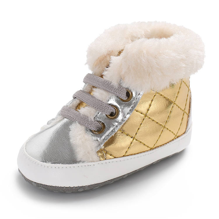 New fashion PU Leather sports Gold 0-2 years boy Outdoor walking baby boots booties