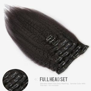 Quality Natural Black Hair Extensions Weave Clip In Long Kinky Straight ODM wholesale