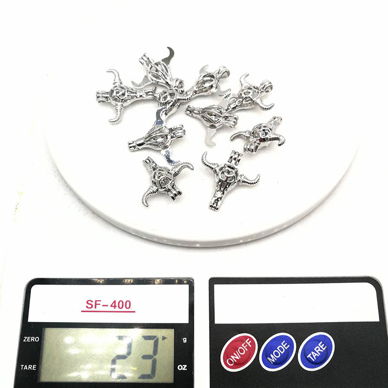 DIY Pendant Jewelry Alloy ox-head Shaped Wish Pearl Cage Pendant