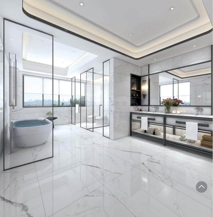 Glazed Digital Polished Porcelain Wall Tile Carrara Super White Color Frost Resistant