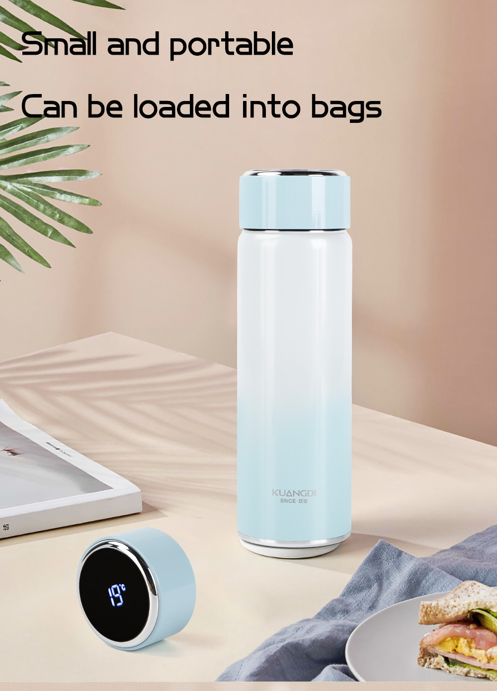 High Quality Stainless Steel Compact Convenient and Long Term Heat Preservation Intelligent Temperature Display Cup