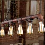 Loft water pipe pendant lamp Industrial Retro Iron Bar Kitchen Dining room Black