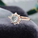 925 Silver Vintage Rose Gold Halo Gray Moissanite Ring 1ct Moissanite Anniversar