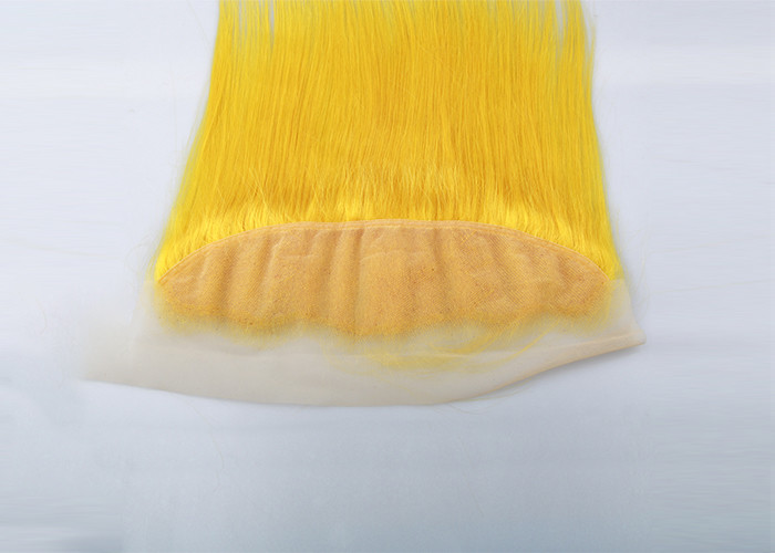 Customized Yellow Human Hair Virgin Lace Frontal Straight Durable Swiss Lace