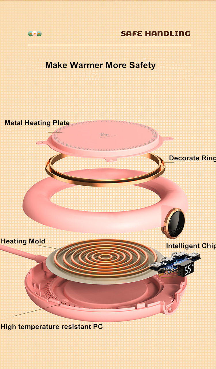 DC 5V USB Heating Warm Cup Mat Constant Temperature Coaster 3 Gear Digital Display Adjustment Timing Heater for Coffee M